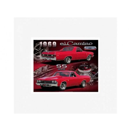 Plaque métal Chevrolet El Camino rouge 1969 - Tac Signs