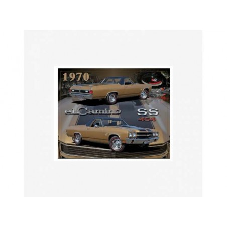 Plaque métal Chevrolet El Camino or et noire 1970 - Tac Signs