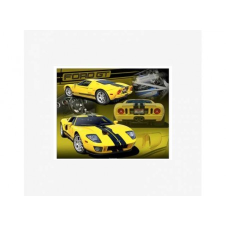 Plaque métal Ford GT jaune et noire - Tac Signs