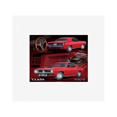Plaque métal Plymouth Cuda 440 rouge - Tac Signs