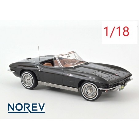 1963 Chevrolet Corvette C2 cabriolet noire - Norev
