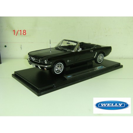 1964 1/2 Ford Mustang Cabriolet noire - Welly