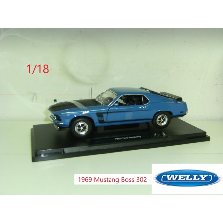 1969 Ford Mustang Boss 302 bleue - Welly