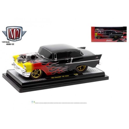 Chevrolet Bel air 1957 Hardtop noire + flaming - M2 Machines