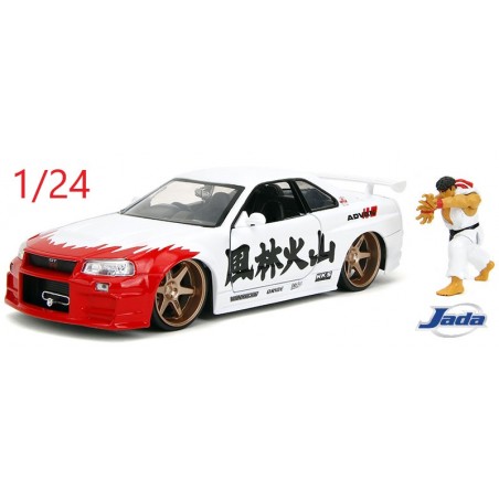 Nissan Skyline GTR 34 de 2002 + figurine Ryu - Jada Toys