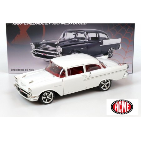 Chevrolet Bel air coupé 1957 custom blanche - ACME