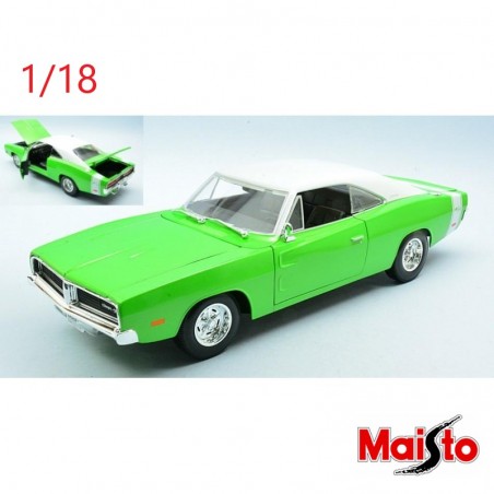 Dodge Charger R/T 1969 verte et blanche - Maisto