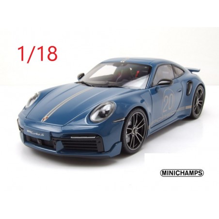 Porsche 911 (992) Turbo S coupé sport 2021 bleue - Minichamps