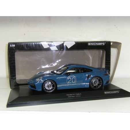 Porsche 911 (992) Turbo S coupé sport 2021 bleue - Minichamps